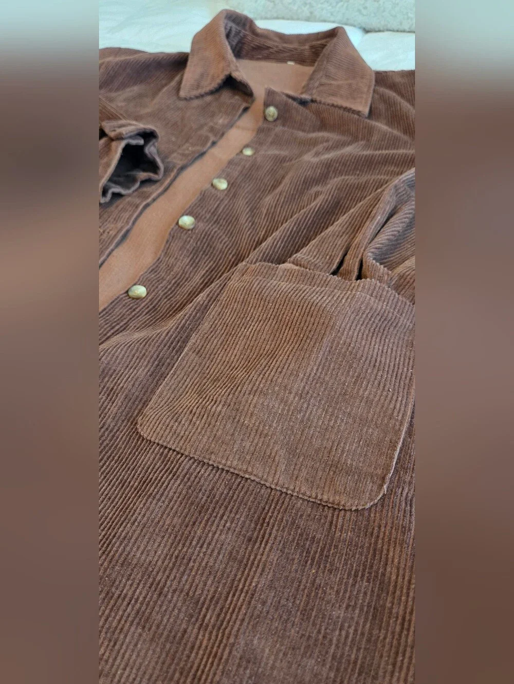 Corduroy Shacket in Warm Chestnut - Picture 2 of 10